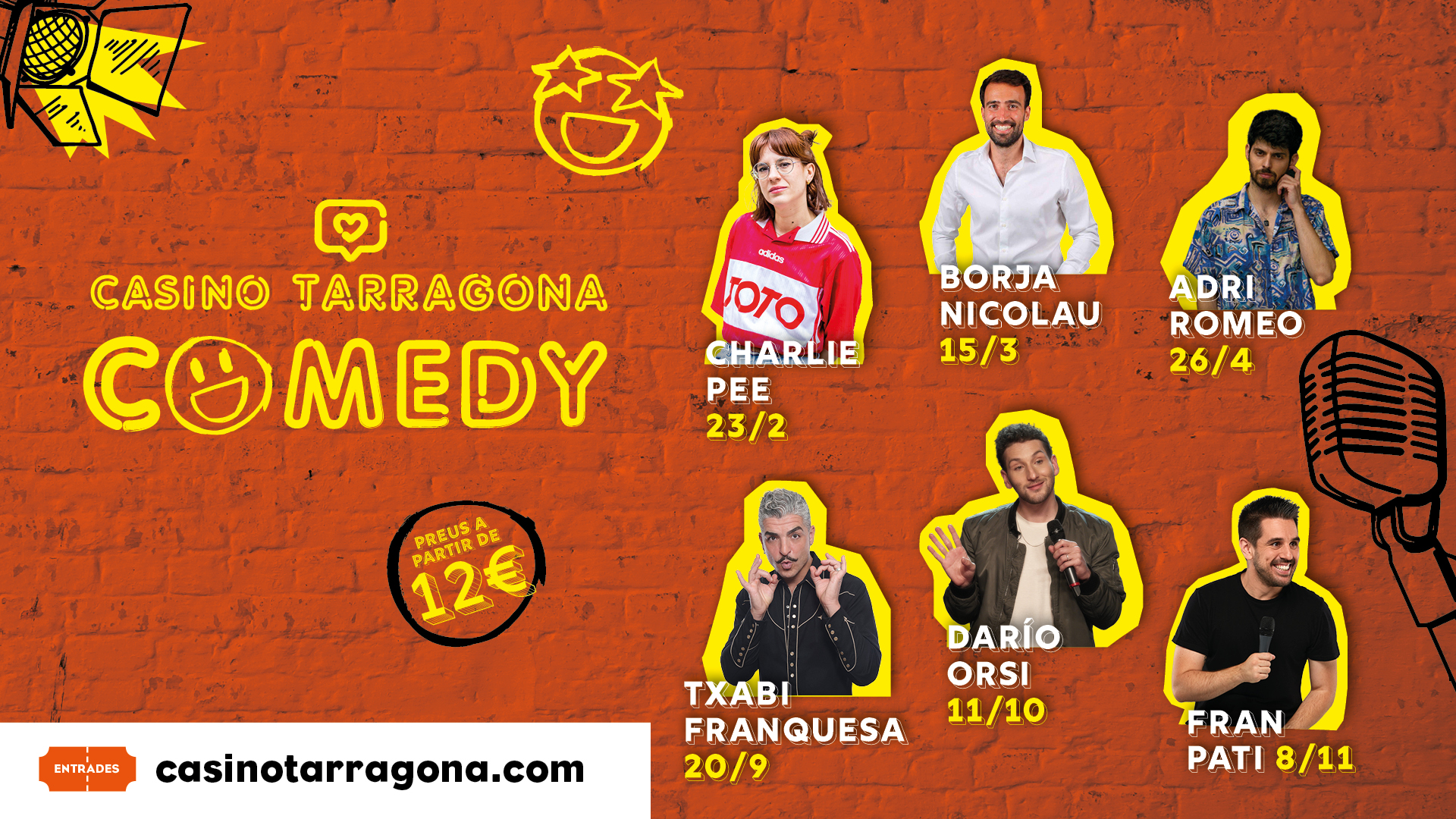 Charlie Pee, Borja Nicolau, and Adri Romeo are the protagonists of the first stage of the Casino Tarragona Comedy monologue series
